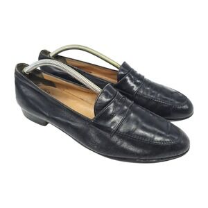 Vintage Salvatore Ferragamo Penny Loafers Mens 12 D Dress Shoes Black Leather